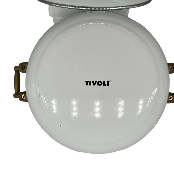 Tivoli Vintage Enamelware Cooking Stock Pot & Lid Solid Glossy White - Picture 11 of 14